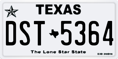 TX license plate DST5364