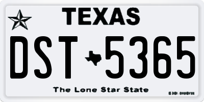 TX license plate DST5365