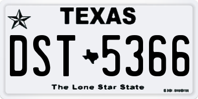 TX license plate DST5366