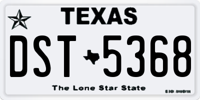 TX license plate DST5368