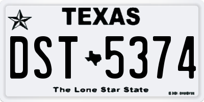 TX license plate DST5374