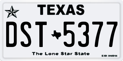 TX license plate DST5377