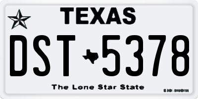 TX license plate DST5378