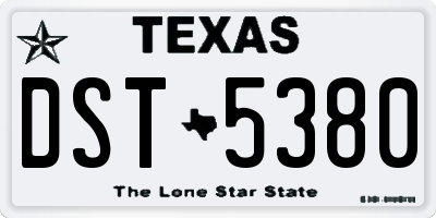 TX license plate DST5380