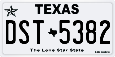 TX license plate DST5382