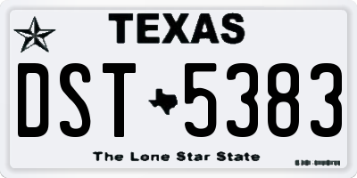 TX license plate DST5383
