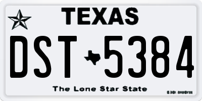 TX license plate DST5384