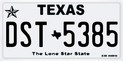 TX license plate DST5385
