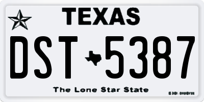 TX license plate DST5387