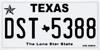TX license plate DST5388