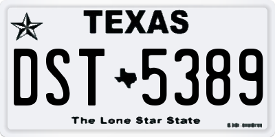 TX license plate DST5389