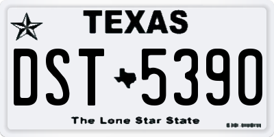 TX license plate DST5390