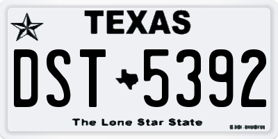TX license plate DST5392