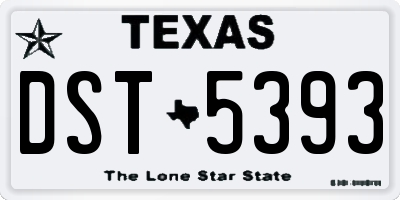TX license plate DST5393