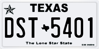 TX license plate DST5401