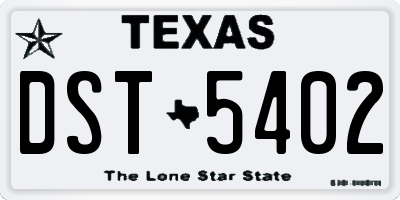 TX license plate DST5402