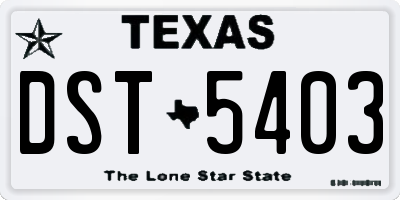 TX license plate DST5403
