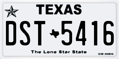 TX license plate DST5416