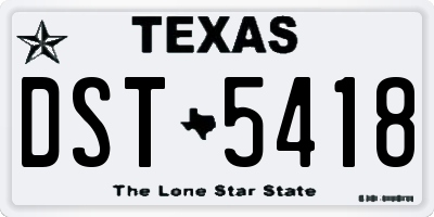 TX license plate DST5418