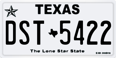 TX license plate DST5422