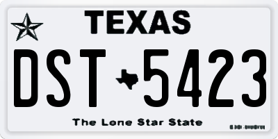 TX license plate DST5423