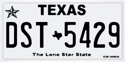 TX license plate DST5429