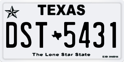 TX license plate DST5431