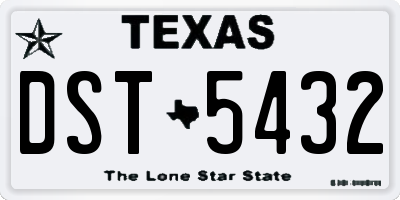 TX license plate DST5432