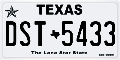 TX license plate DST5433