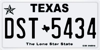TX license plate DST5434