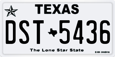TX license plate DST5436