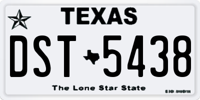 TX license plate DST5438