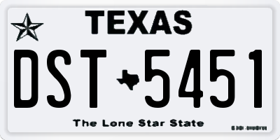 TX license plate DST5451