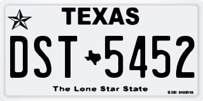 TX license plate DST5452