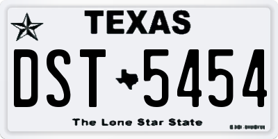 TX license plate DST5454