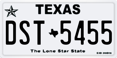TX license plate DST5455