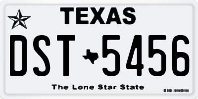 TX license plate DST5456