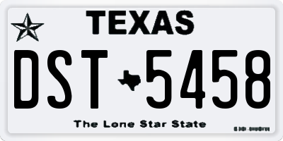TX license plate DST5458