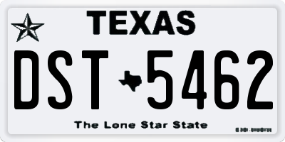 TX license plate DST5462