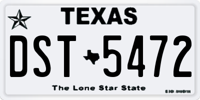 TX license plate DST5472