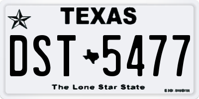 TX license plate DST5477