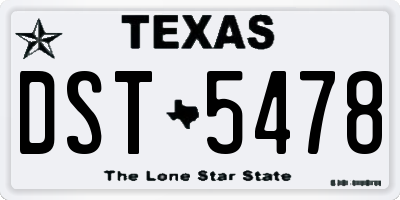 TX license plate DST5478