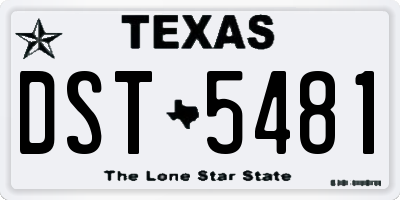 TX license plate DST5481