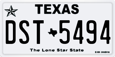 TX license plate DST5494