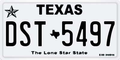 TX license plate DST5497