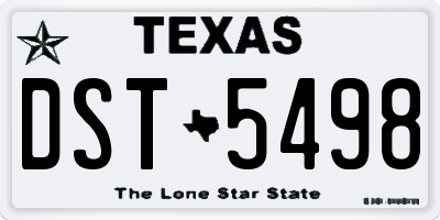 TX license plate DST5498