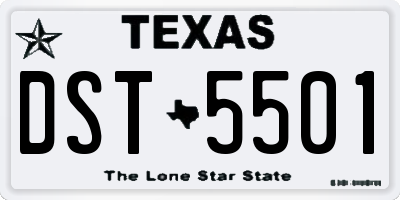TX license plate DST5501