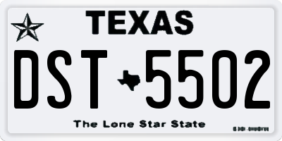 TX license plate DST5502
