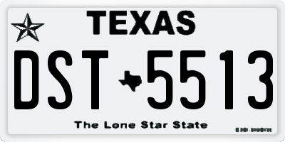 TX license plate DST5513