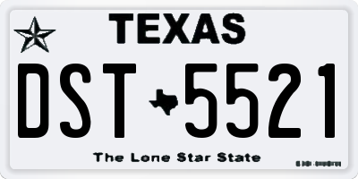 TX license plate DST5521